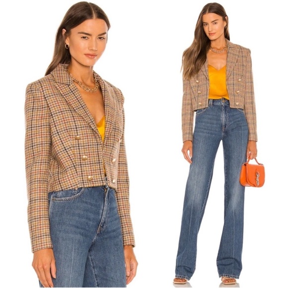 L'AGENCE Jackets & Blazers - L'AGENCE Multicolor Plaid Double-Breasted Blazer